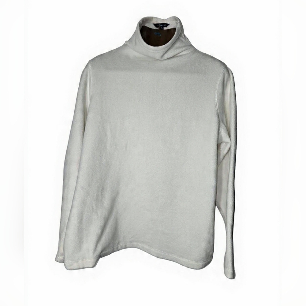 Lands' End Women's Cream Fleece Scandigirl Turtleneck Sweatshirt